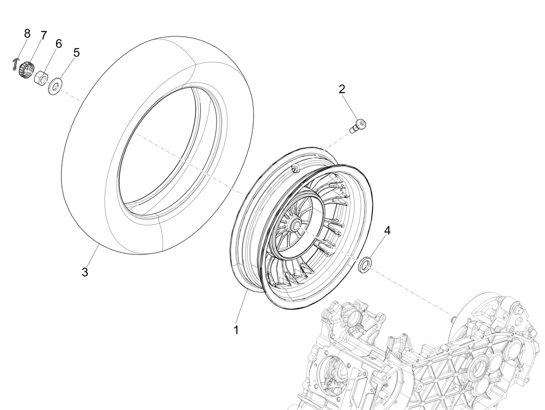Vespa Sprint 50 4T 4V NOABS E2 2014-2017 – Achterwiel
