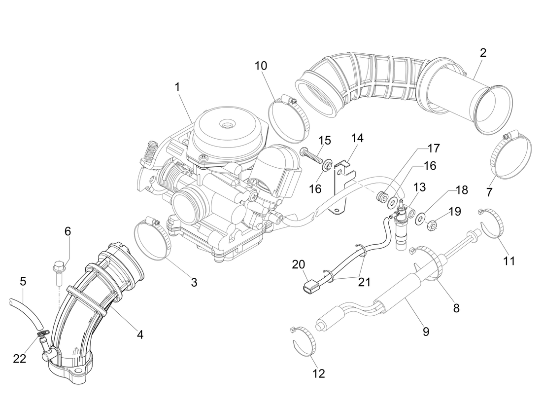 Vespa Sprint 50 4T 4V NOABS E2 2014-2017 – Carburateur Inlaatspruitstuk