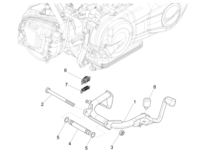 Vespa Sprint 50 4T 4V NOABS E2 2014-2017 – Middenstandaard