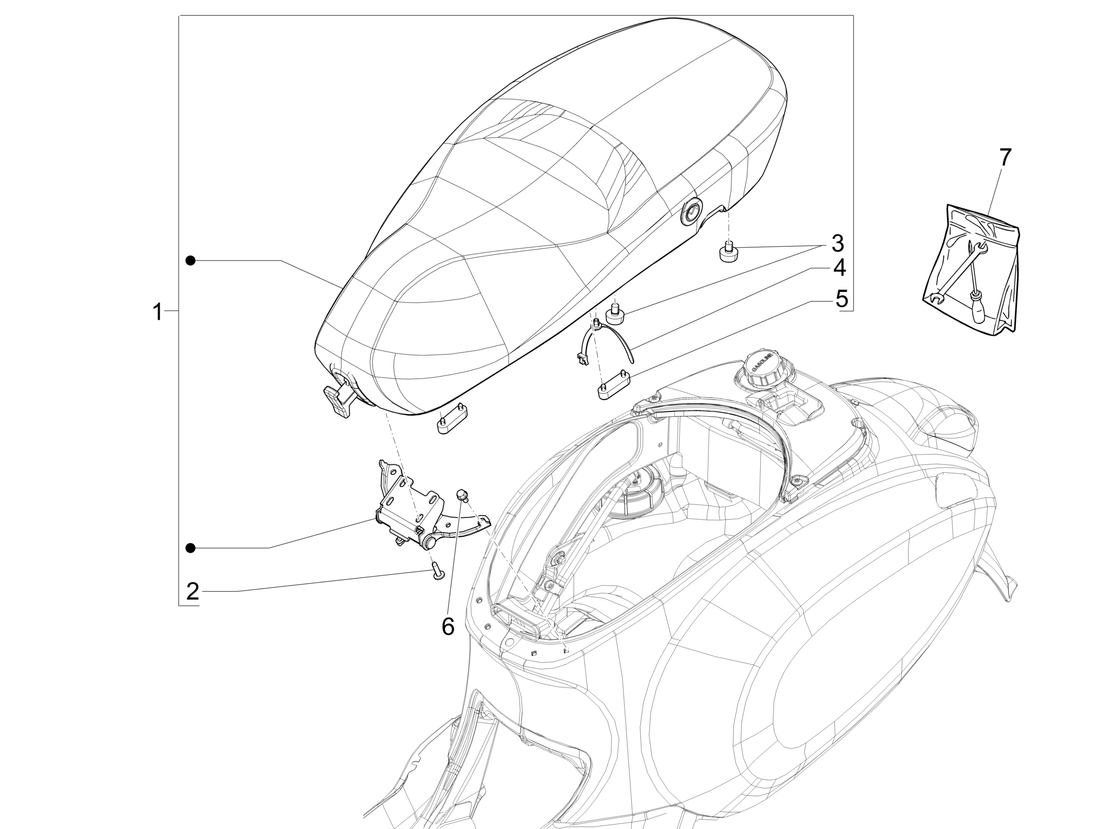 Vespa Sprint 50 4T 4V NOABS E2 2014-2017 – Zadel