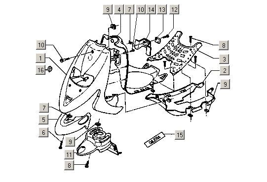 Gilera Stalker 50 2T E1 1998-2005 - Voorscherm & Binnenkappen