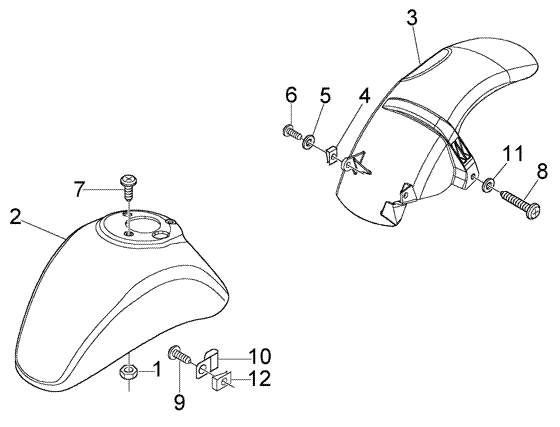 Vespa LX 50 4T 2005-2012 - Voor & Achterspatbord