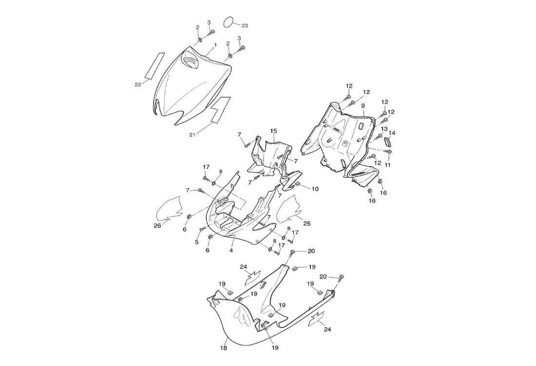 Yamaha Aerox 100 2T – Voorscherm Binnenbekleding Onderschermbeplating
