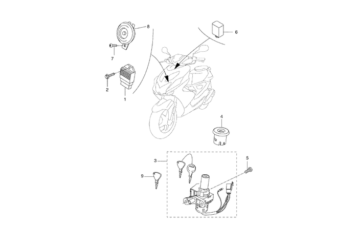 Yamaha Aerox 50 R Facelift – Regelaar Claxon Contactslot