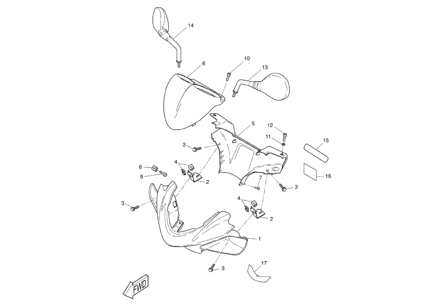 Yamaha Aerox 50 SP – Stuurkap Spiegel