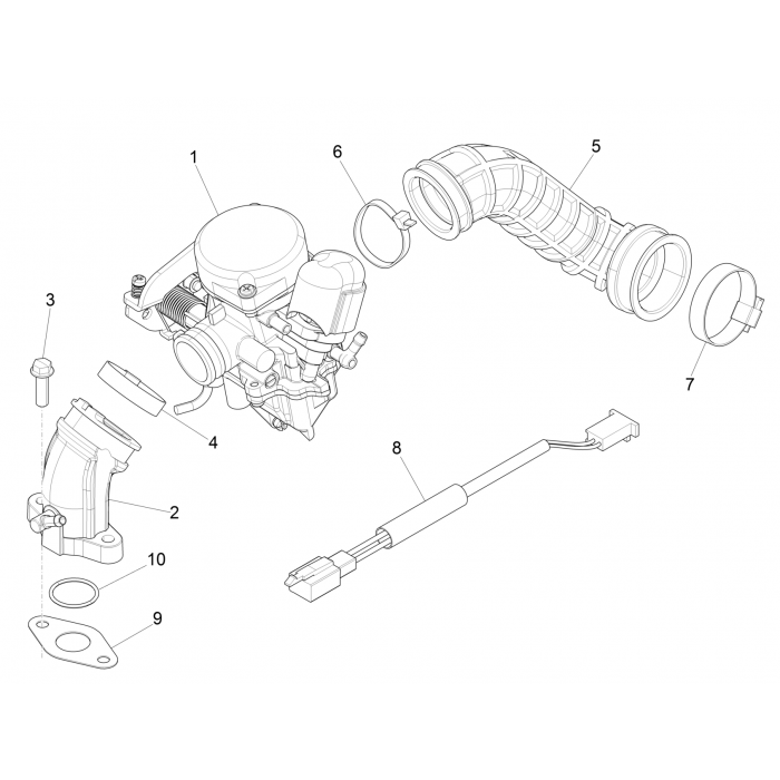 Carburatore, completo - collettore di ingresso | Zip 50 4T 25 km/h Noabs E2 2006-2016 (EMEA)