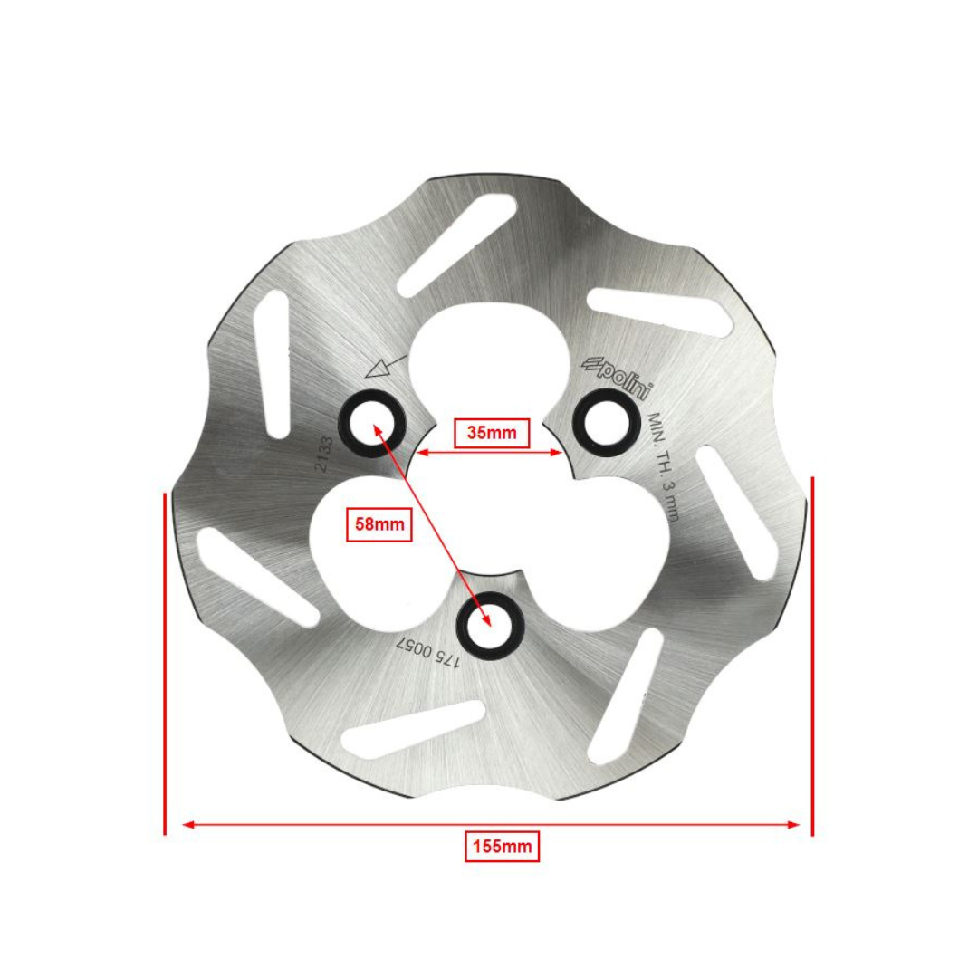 Remschijf Polini Wave 3-Gaats 155MM Piaggio Zip Type 1 / 2 / 3 / Fast Rider