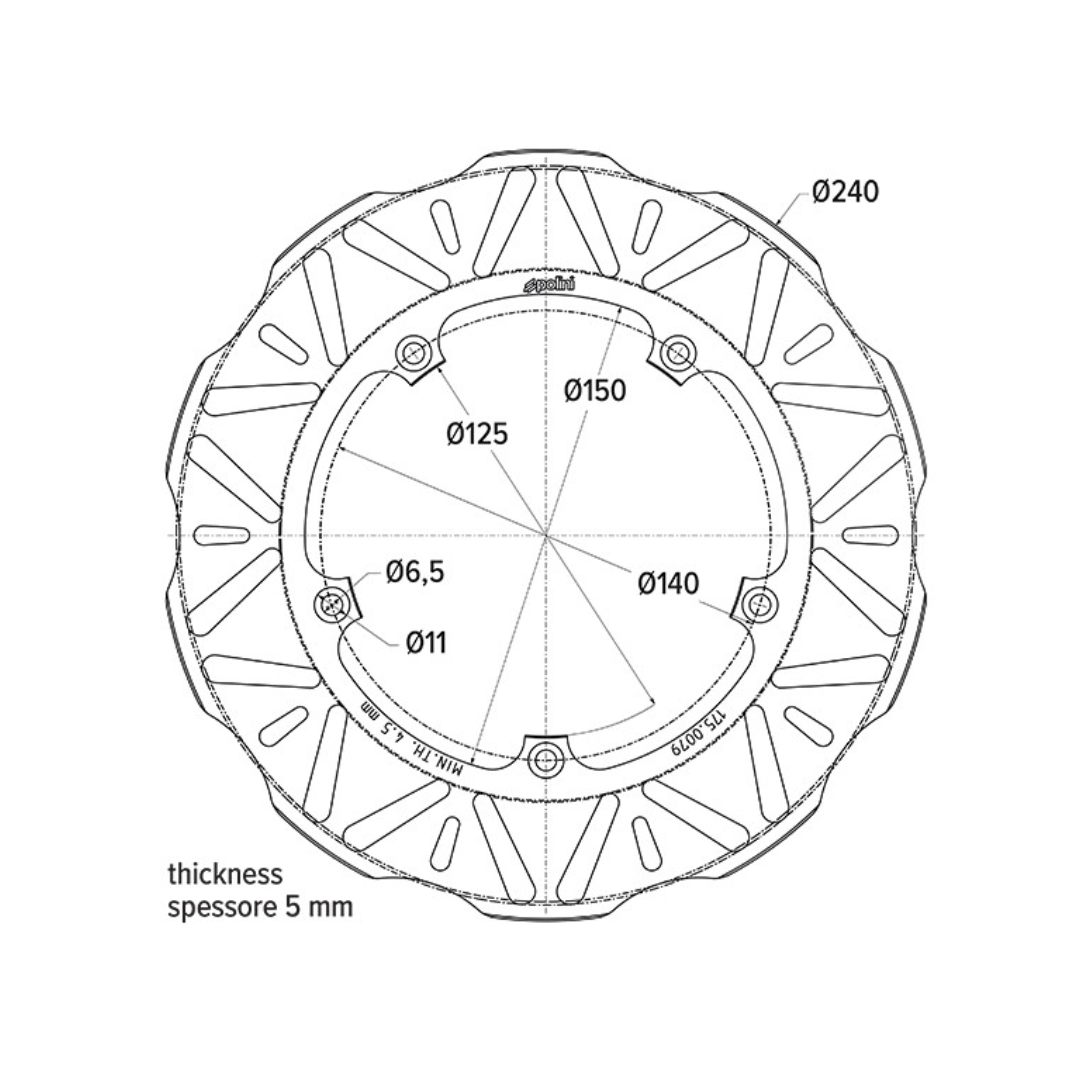 Polini Wave Brake Disc 240MM Gilera Runner 125/180cc Dual Disc