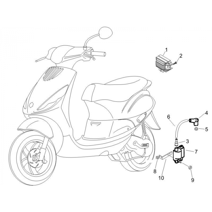 Régulateur de tension - Unité de commande électronique - Bobine | ZIP 50 4T 25 km / h Noabs E2 2006-2016 (EMEA)